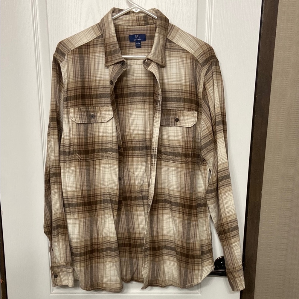 George Tan and Cream Plaid Shirt